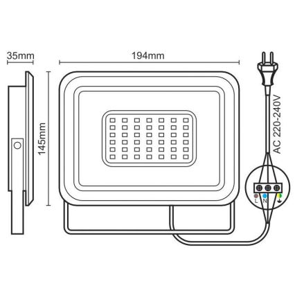 LED Прожектор LED/50W/230V 4000K IP65