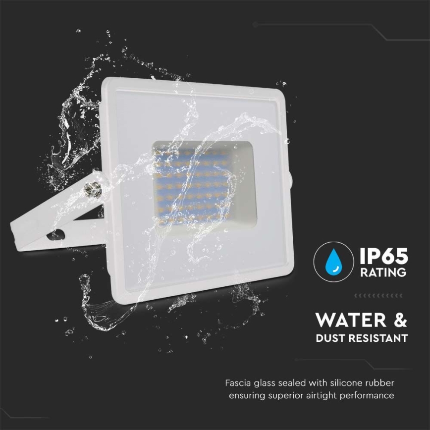 LED Прожектор LED/50W/230V 6500K IP65 бял