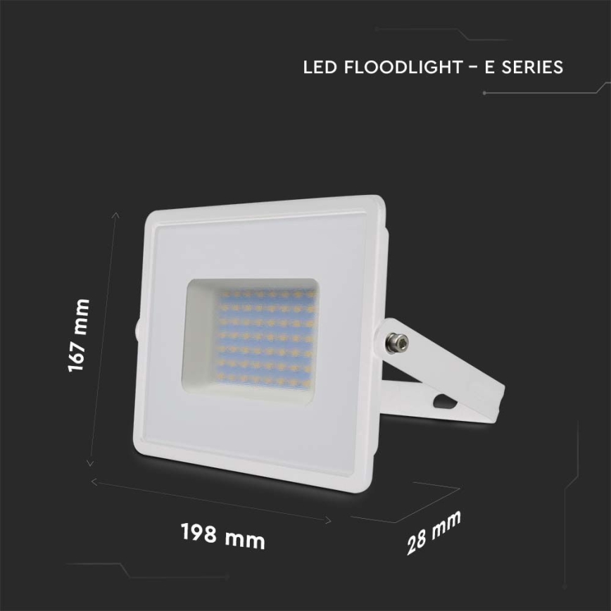 LED Прожектор LED/50W/230V 6500K IP65 бял