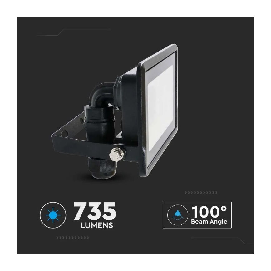 LED Прожектор с директна връзка SAMSUNG CHIP LED/10W/230V IP65 6500K черен