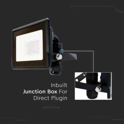 LED Прожектор с директна връзка SAMSUNG CHIP LED/10W/230V IP65 6500K черен