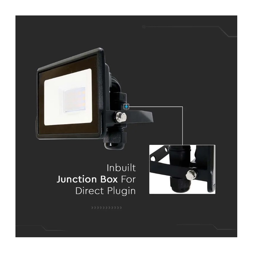 LED Прожектор с директна връзка SAMSUNG CHIP LED/10W/230V IP65 6500K черен