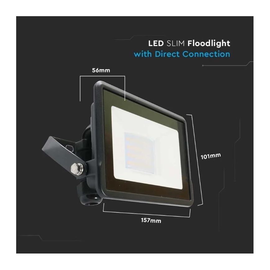 LED Прожектор с директна връзка SAMSUNG CHIP LED/20W/230V IP65 6500K