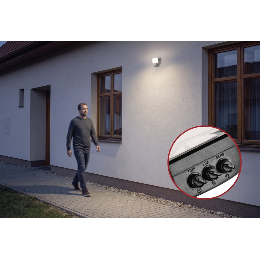 LED прожектор с датчик за движение и сензор за здрач TAMBO EVO LED/20W/230V 4000K IP44 черен