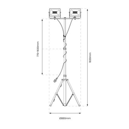 LED прожектор със стойка 2xLED/30W/230V 4000K IP44