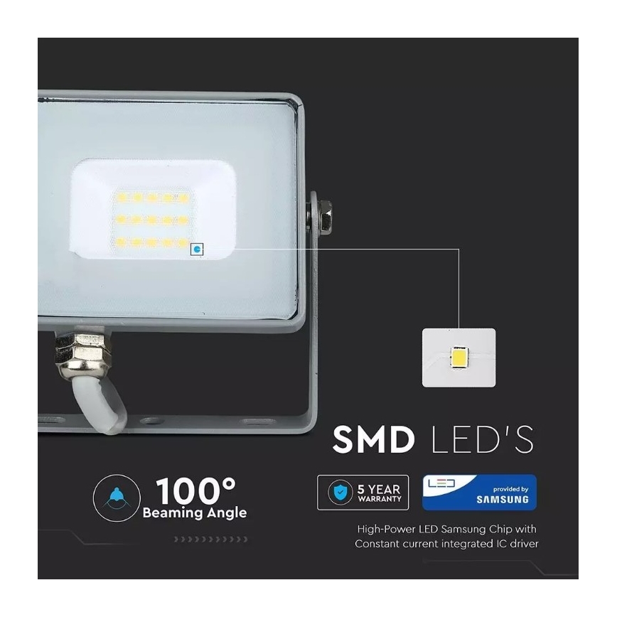 LED Прожектор SAMSUNG CHIP LED/10W/230V IP65 4000K сив