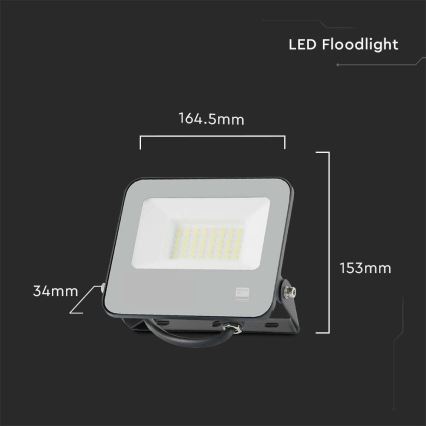LED Прожектор SAMSUNG CHIP LED/30W/230V 4000K IP65 черен