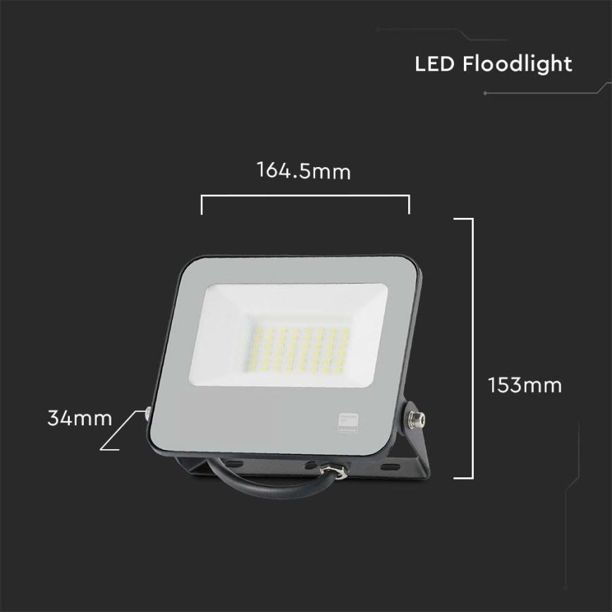 LED Прожектор SAMSUNG CHIP LED/30W/230V 4000K IP65 черен