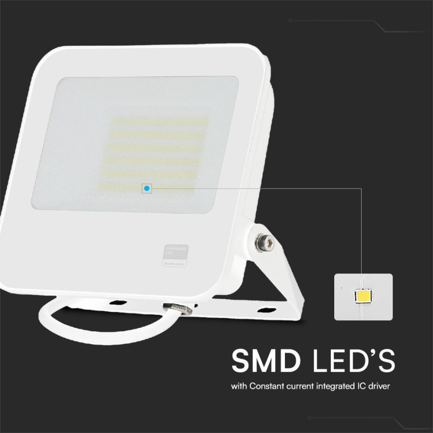 LED Прожектор SAMSUNG CHIP LED/50W/230V 6500K IP65 бял