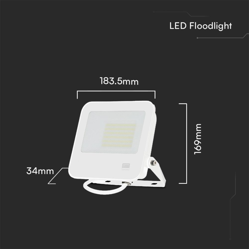 LED Прожектор SAMSUNG CHIP LED/50W/230V 6500K IP65 бял