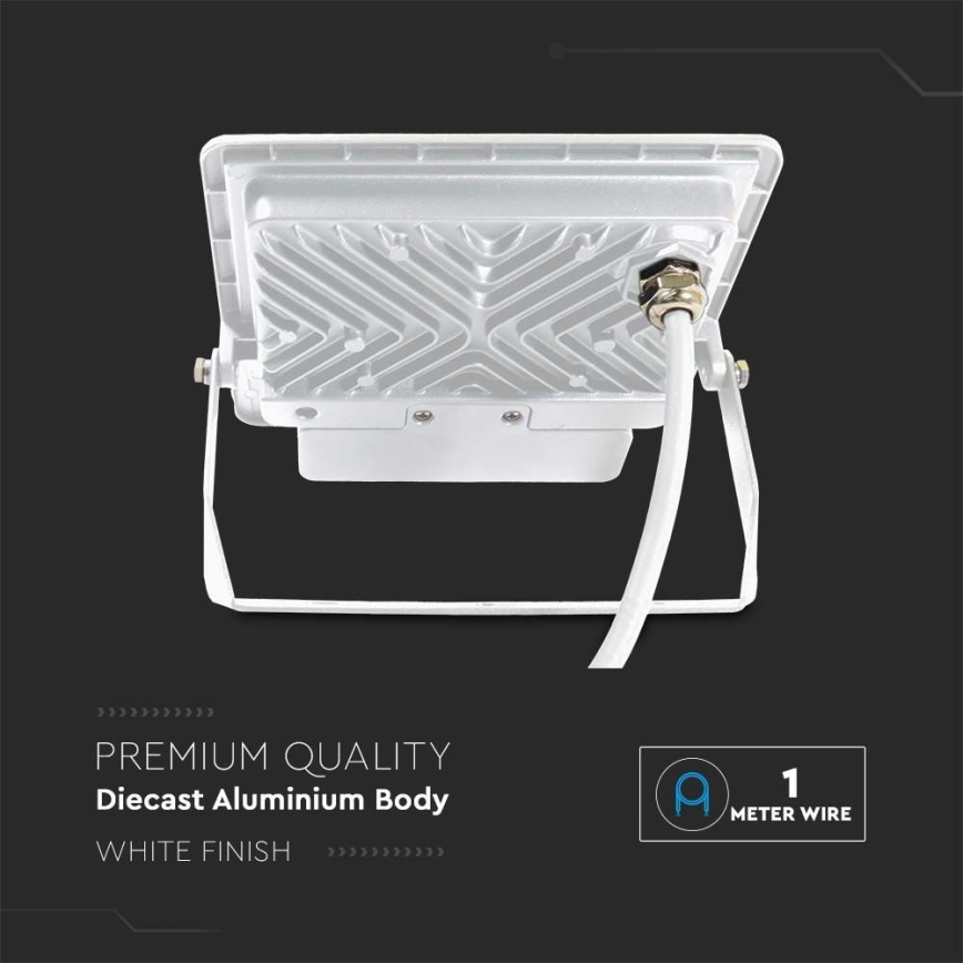 LED Прожектор със сензор LED/50W/230V 4000K IP65 бял