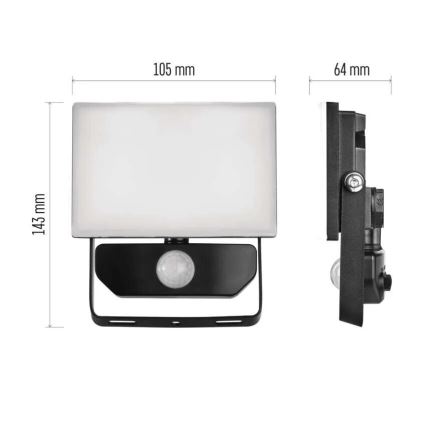 LED Прожектор със сензор TAMBO LED/10W/230V 4000K IP54