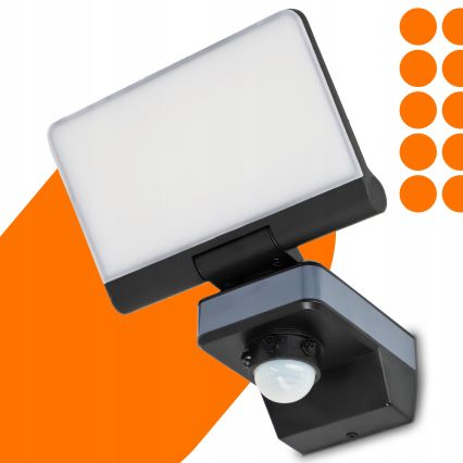 LED прожектор със сензор за движение и за сумрак LED/44W/230V 4200K IP54 черен
