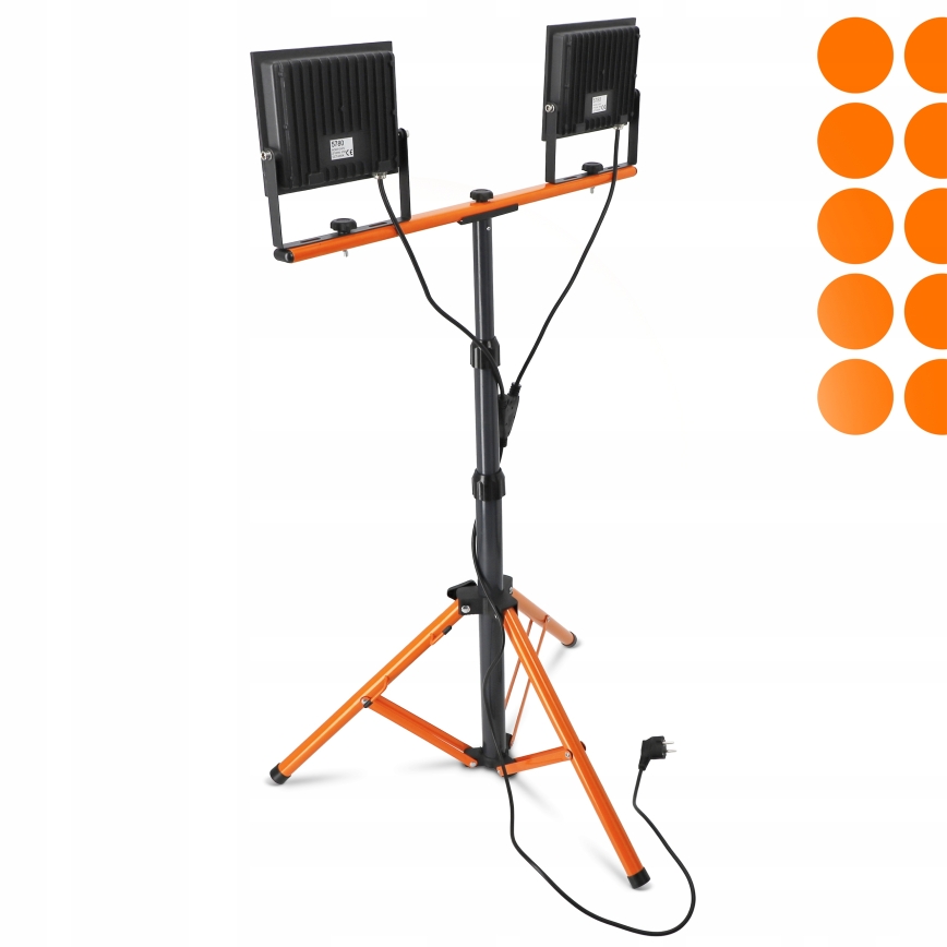 LED прожектор със стойка 2xLED/100W/230V 4500K IP65 черен/оранжев