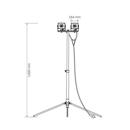 LED прожектор със стойка 2xLED/30W/230V 6500K IP65 жълт