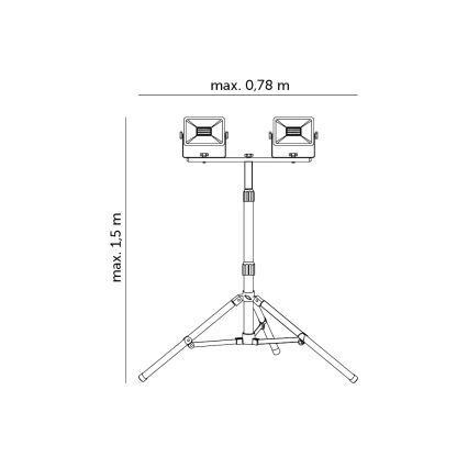 LED Прожектор със стойка 2xLED/30W/230V IP65