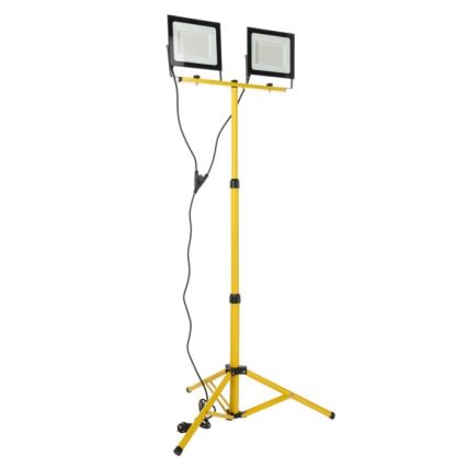 LED Прожектор със стойка TIGRA 2xLED/100W/230V 4000K IP54 черен/жълти
