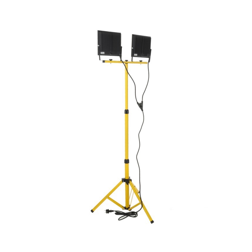 LED Прожектор със стойка TIGRA 2xLED/100W/230V 4000K IP54 черен/жълти