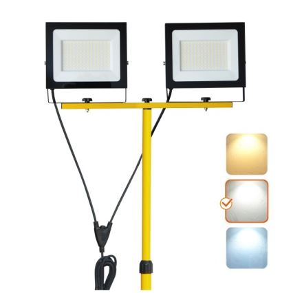 LED Прожектор със стойка TIGRA 2xLED/100W/230V 4000K IP54 черен/жълти