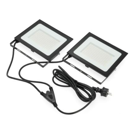 LED Прожектор със стойка TIGRA 2xLED/100W/230V 4000K IP54 черен/жълти