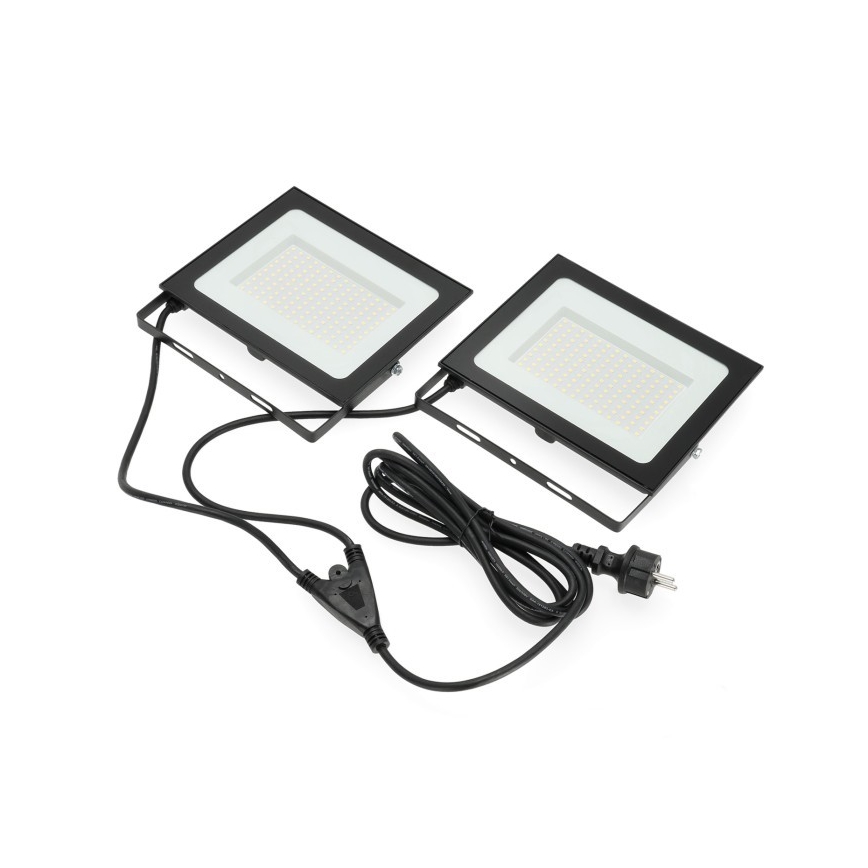 LED Прожектор със стойка TIGRA 2xLED/100W/230V 4000K IP54 черен/жълти