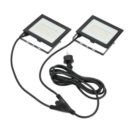 LED Прожектор със стойка TIGRA 2xLED/50W/230V 4000K IP54 черен/жълти