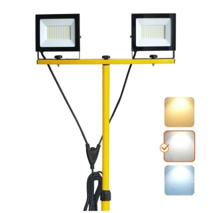 LED Прожектор със стойка TIGRA 2xLED/50W/230V 4000K IP54 черен/жълти