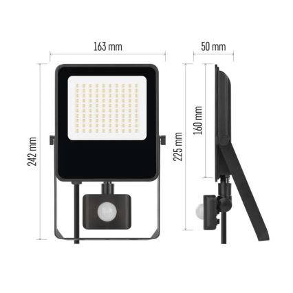 LED прожектор с сензор VISIO LED/50W/230V 4000K IP65