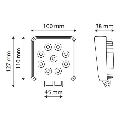 LED Прожектор за кола EPISTAR 9xLED/27W/10-30V IP67 6000K