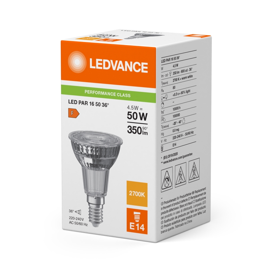 LED рефлекторна крушка PAR16 E14/4,5W/230V 2700K 36° - Ledvance