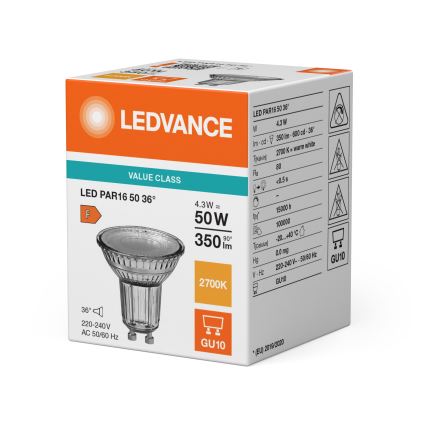 LED рефлекторна крушка PAR16 GU10/4,3W/230V 2700K 36° - Ledvance