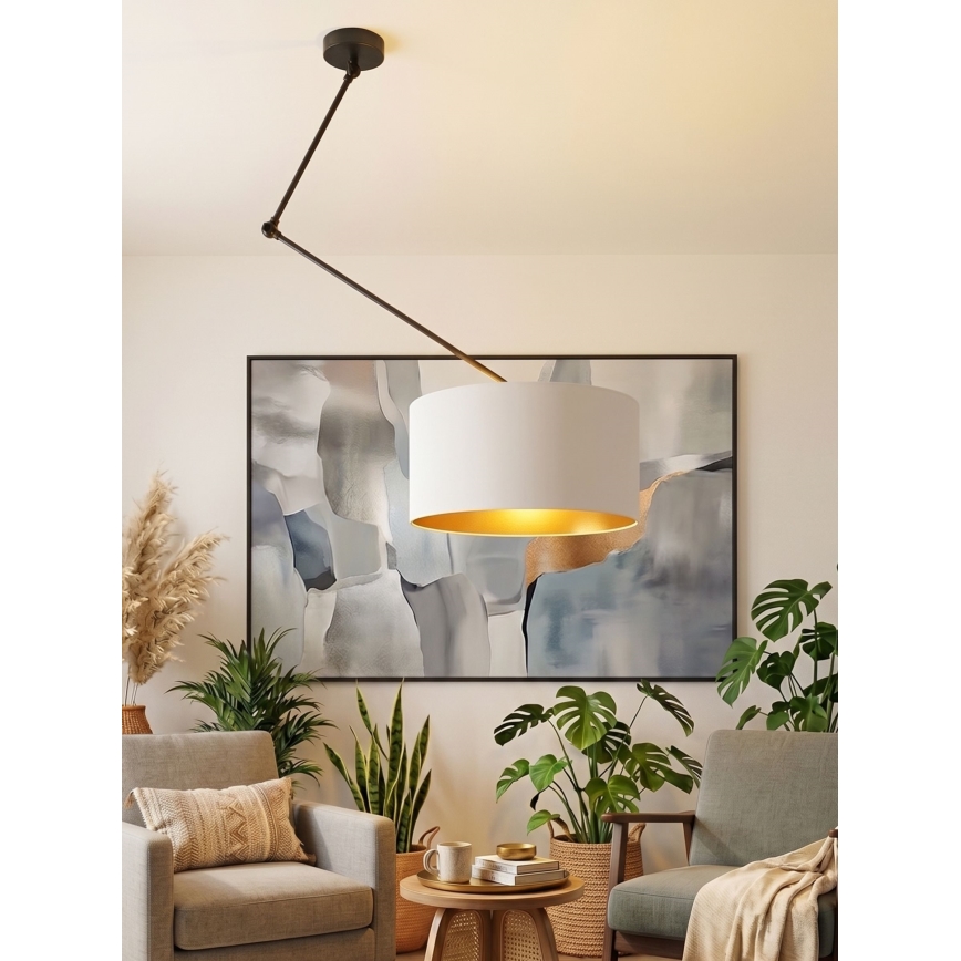 LED регулируем полилей на прът GORTA 1xE27/60W/230V бял/златен