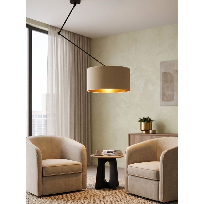 LED регулируем полилей на тръба GORTA 1xE27/60W/230V бежов/златист