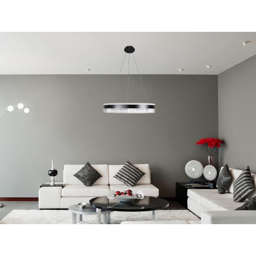 LED регулируема кристална полилей на кабел LED/80W/230V 3000-6500K черен + дистанционно управление