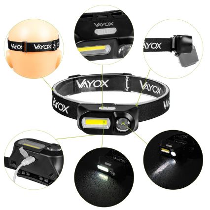 LED регулируема презареждаема челна лампа 2xLED/5V IPX4 250 лм 2000 mAh