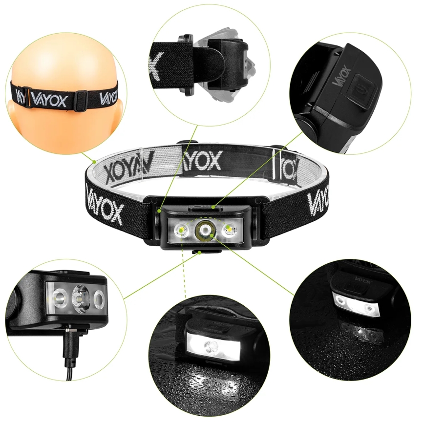 LED регулируема презареждаема челна лампа 3xLED/5V IPX4 100 лм 1200 mAh