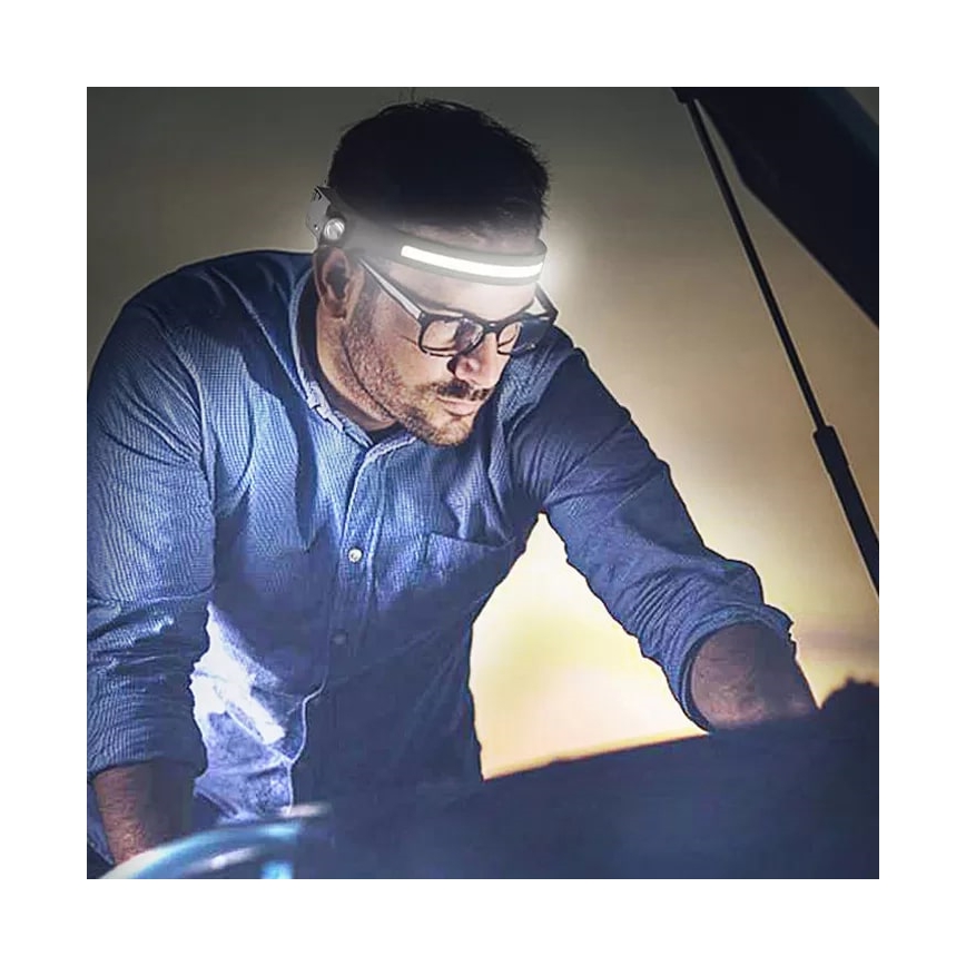 LED регулируема презареждаема челна лампа със сензор 2xLED/5V IP44 350 lm 1200 mAh