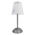 LED регулируема докосваема настолна лампа с презареждаща се батерия ELBA LED/1,6W/800 mAh мат хром/прозрачно стъкло