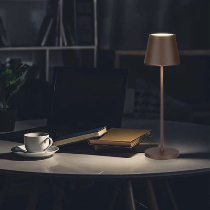 LED регулируема докосваема презареждаема настолна лампа LED/2W/5V 4400 mAh 3000K IP54 кафява