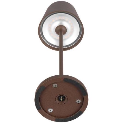 LED регулируема докосваема презареждаема настолна лампа LED/2W/5V 4400 mAh 3000K IP54 кафява