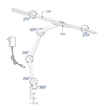 LED регулируема сензорна гъвкава настолна лампа POINTIQ LED/24W/230V 3000-6500K CRI 92 черна