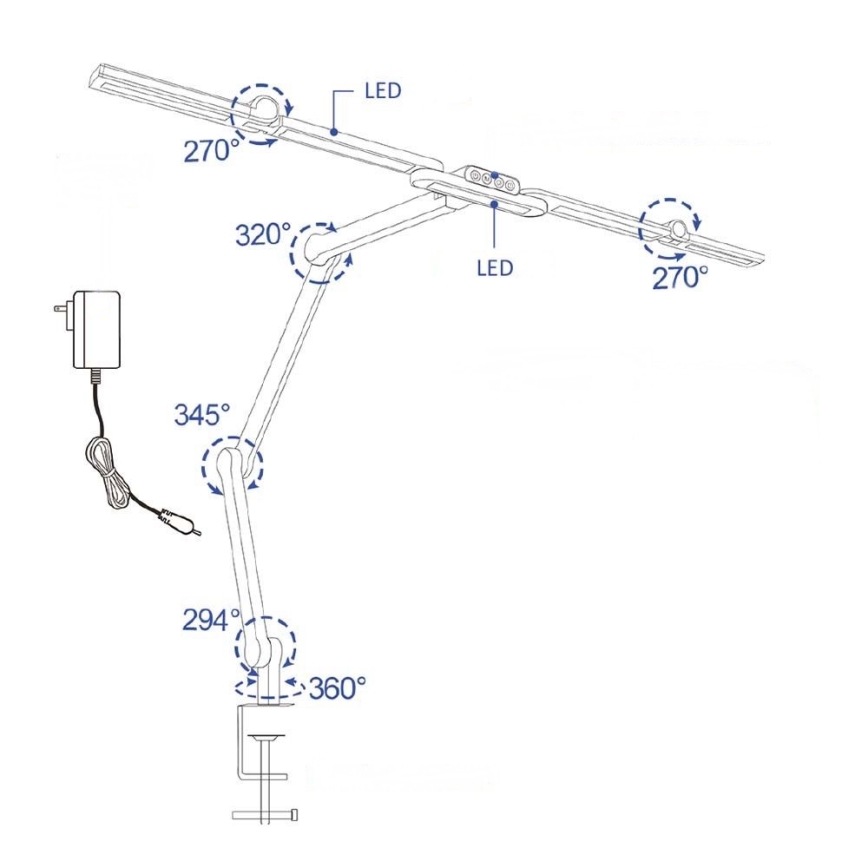 LED регулируема сензорна гъвкава настолна лампа POINTIQ LED/24W/230V 3000-6500K CRI 92 черна