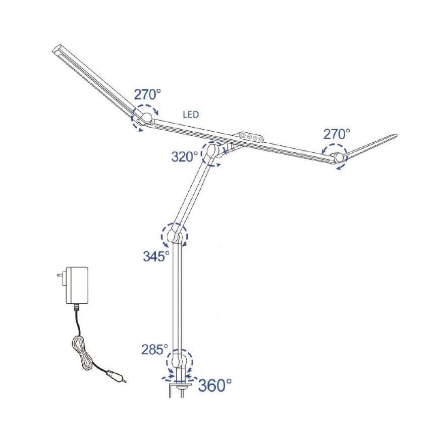 LED регулируема сензорна гъвкава настолна лампа POINTIQ LED/36W/230V 3000-6500K CRI 92 черна