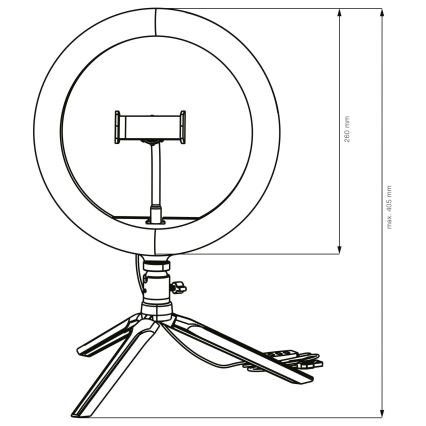 LED регулируема лампа със стойка и държач за влогинг LED/10W/5V 2700-6500K