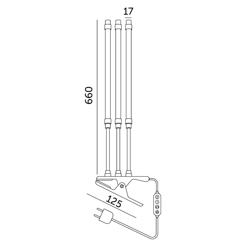 LED регулируема гъвкава настолна лампа с клипс за отглеждане на растения VITARO 3xLED/10W/230V черна