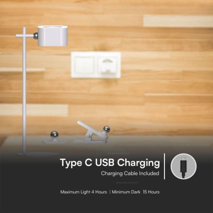 LED регулируема магнитна зареждаща настолна лампа 4 в 1 LED/3W/5V 3000-6000K 1800 mAh бяла