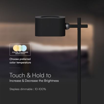 LED регулируема магнитна настолна лампа с безжично зареждане 4в1 LED/3W/5V 3000-6000K 1800 mAh черна