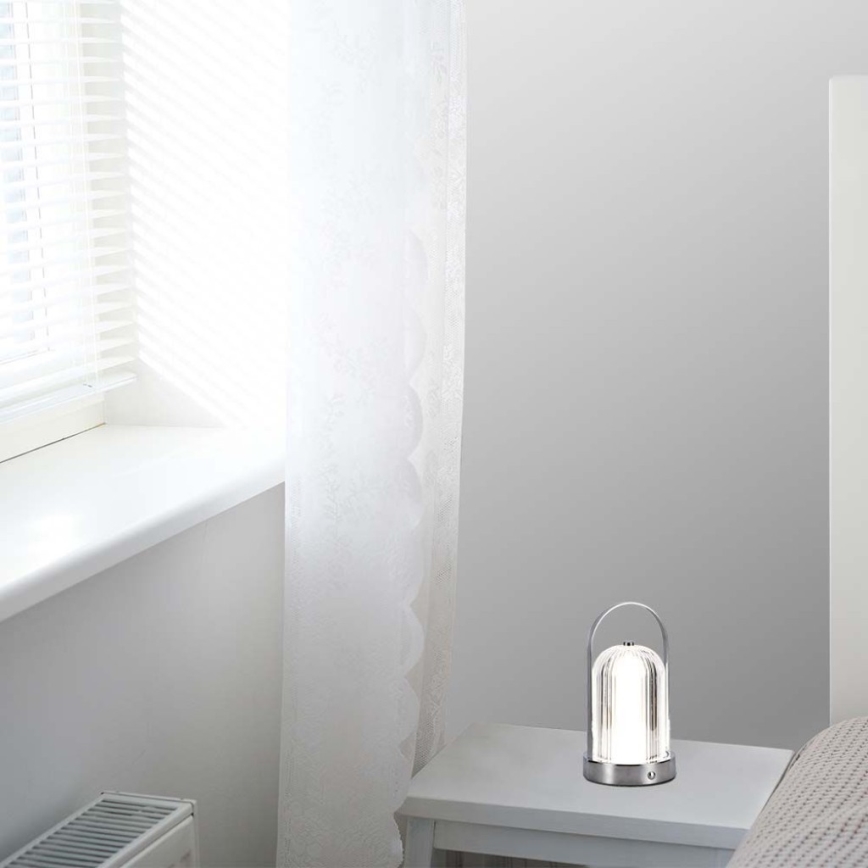 LED регулируема презареждаема настолна лампа с докосване LED/1W/5V 3000-6000K 1800 mAh матов хром