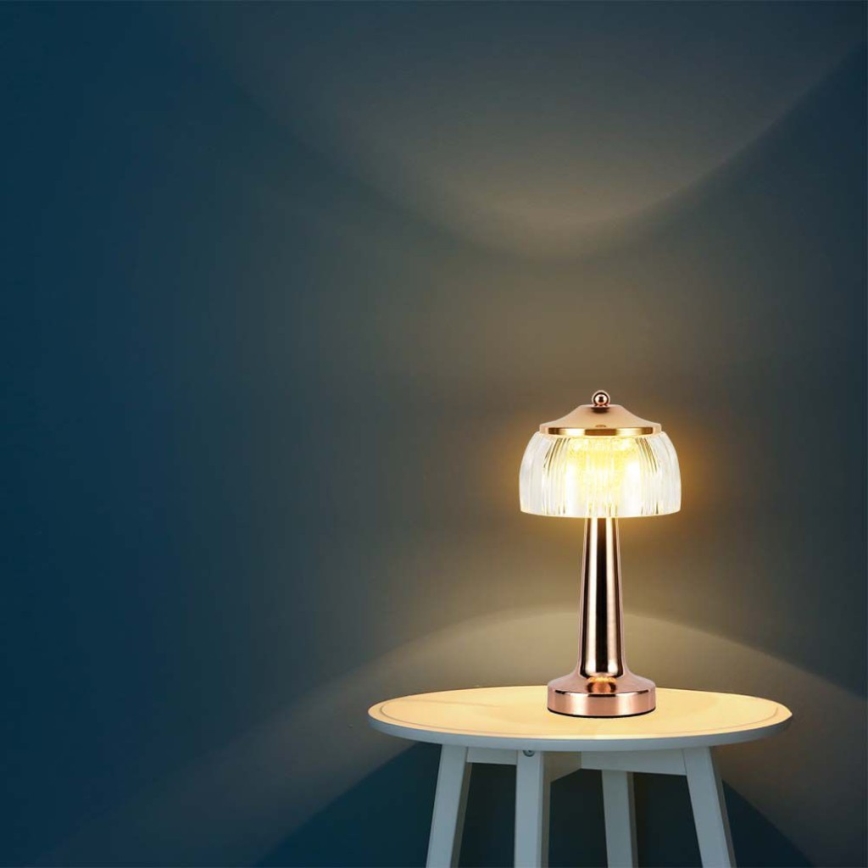 LED регулируема презареждаема настолна лампа с докосване LED/1W/5V 3000-6000K 1800 mAh розово злато