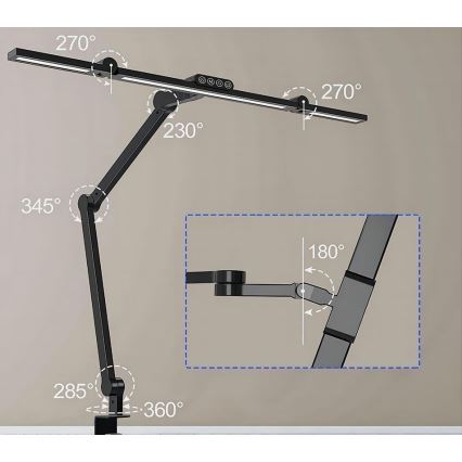 LED регулируема сензорна гъвкава настолна лампа LED/24W/230V 3000-6500K CRI 92 черна